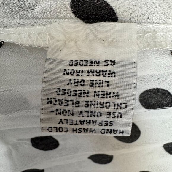 Y2K Jaipur White Black Polka Dot Ruffle Beaded 3-D Floral Applique Blouse Size M - Picture 11 of 11